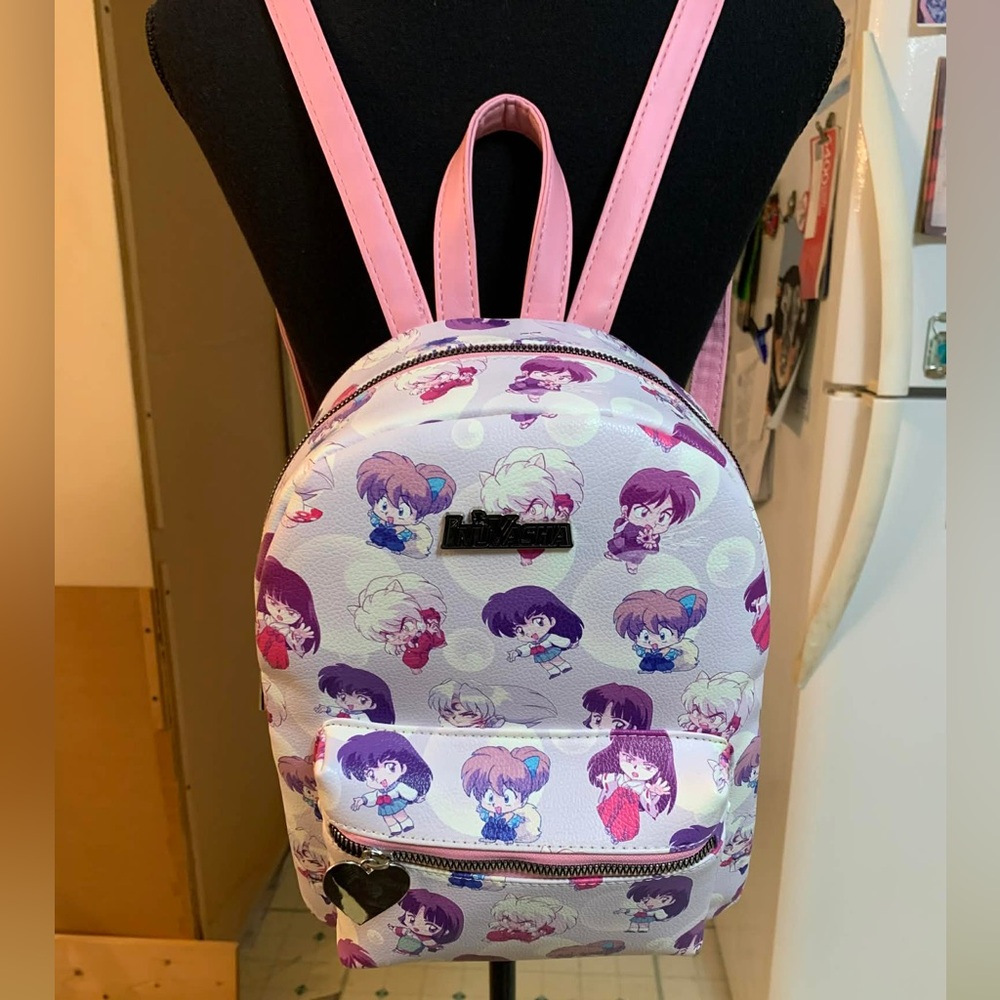 Bioworld InuYasha Chibi Character Mini Backpack - White & Purple - Picture 3 of 14